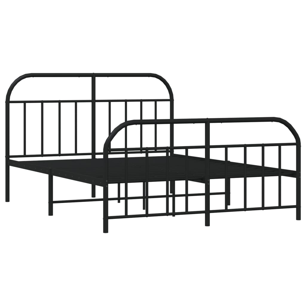 Cadre de lit métal sans matelas avec pied de lit noir 160x200cm - XIOS