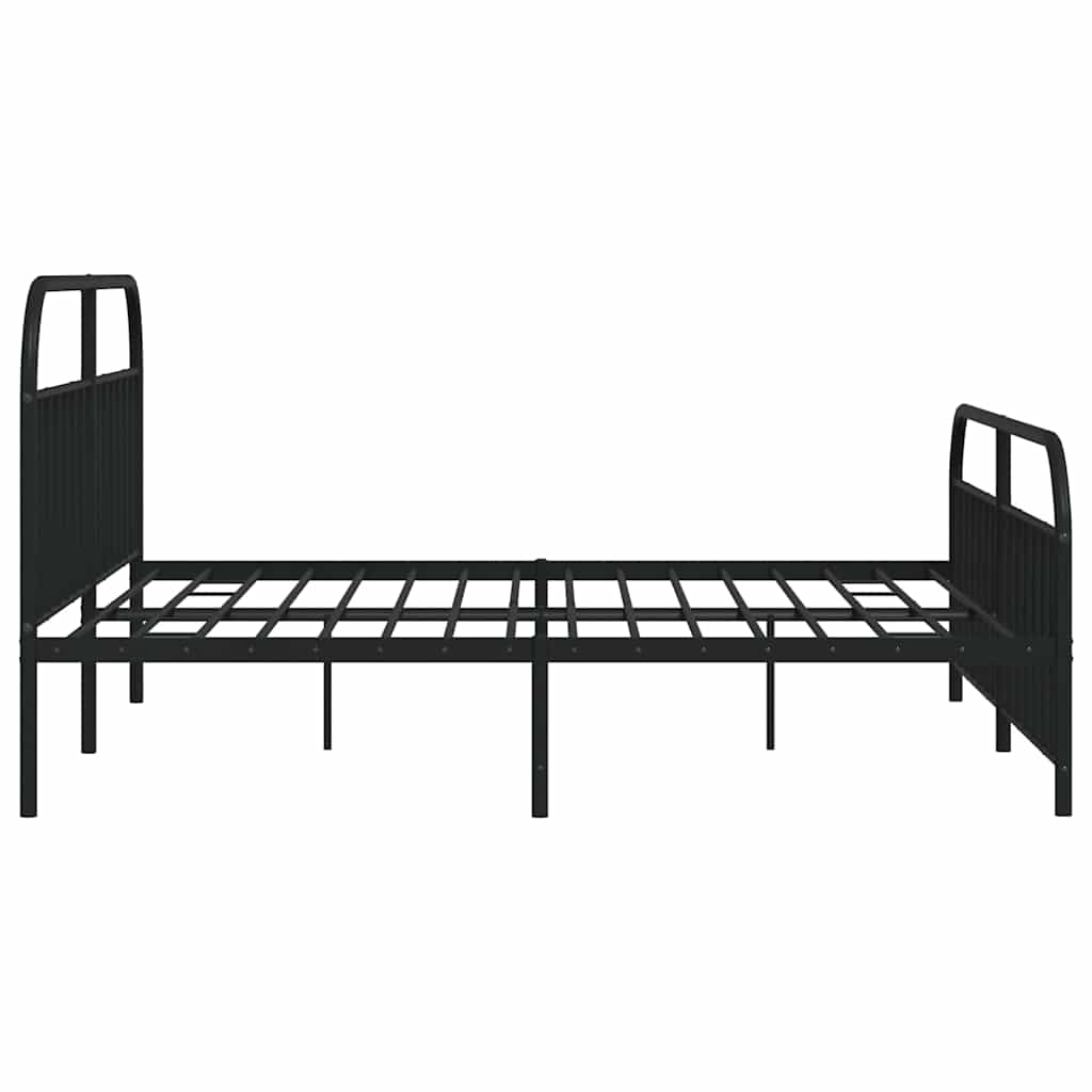 Cadre de lit métal sans matelas avec pied de lit noir 193x203cm - XIOS