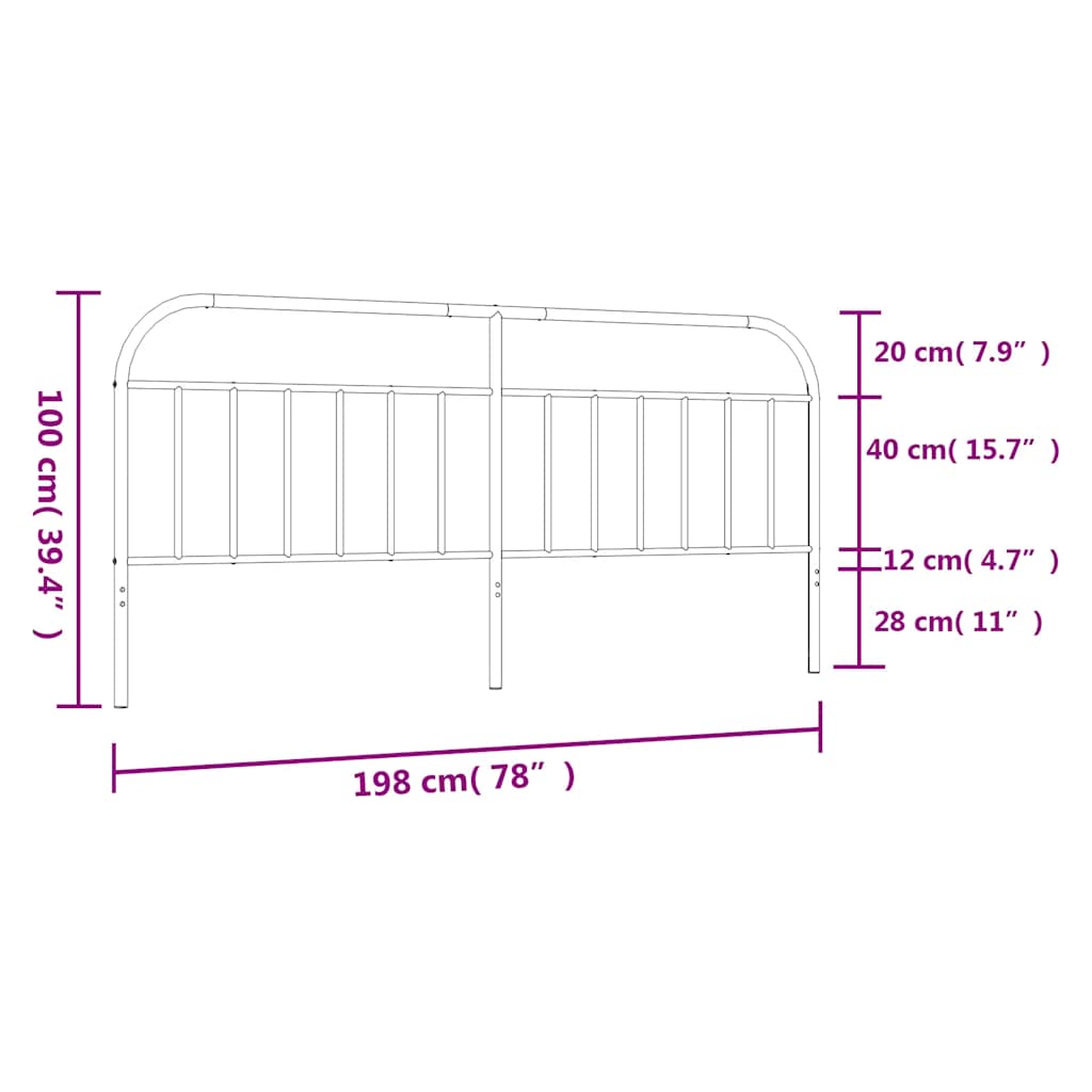 Tête de lit métal noir 193 cm - XIOS