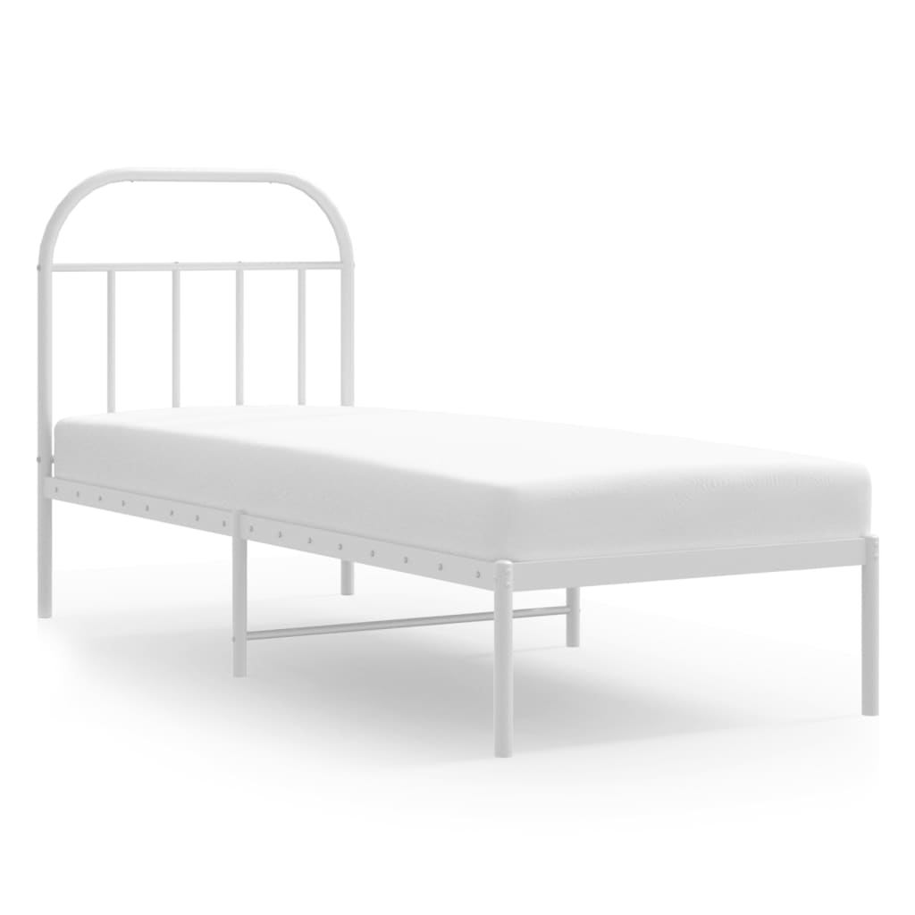 Cadre de lit métal sans matelas avec tête de lit blanc 75x190cm - XIOS