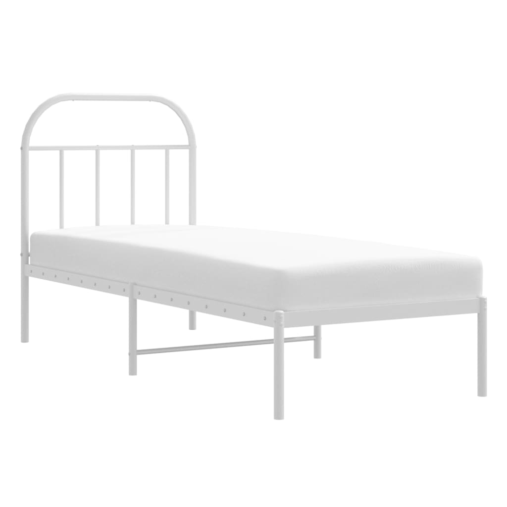 Cadre de lit métal sans matelas avec tête de lit blanc 75x190cm - XIOS