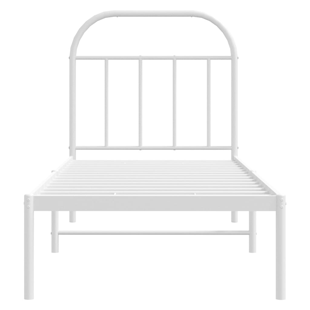 Cadre de lit métal sans matelas avec tête de lit blanc 75x190cm - XIOS