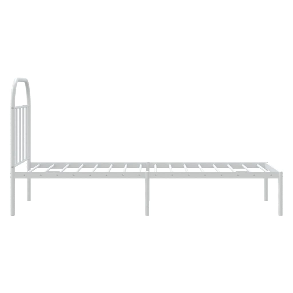 Cadre de lit métal sans matelas avec tête de lit blanc 75x190cm - XIOS