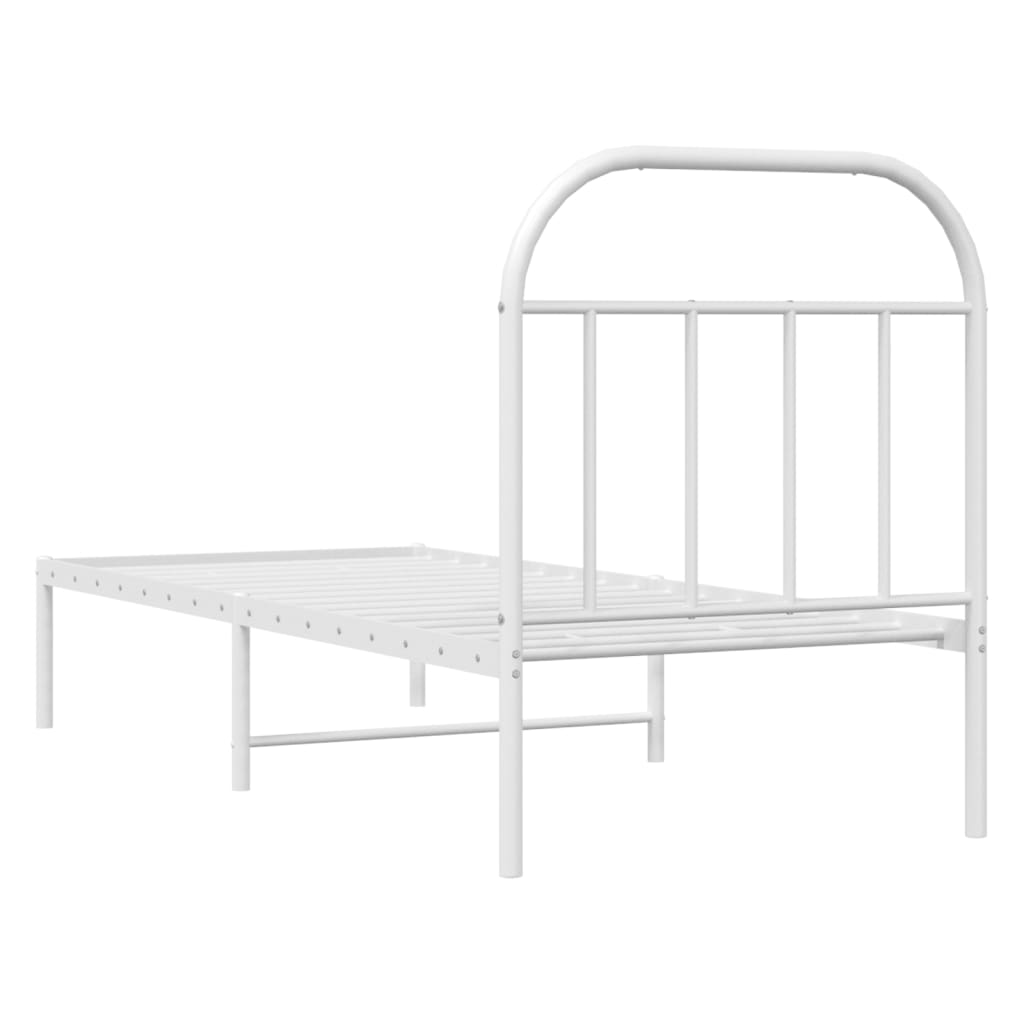 Cadre de lit métal sans matelas avec tête de lit blanc 75x190cm - XIOS