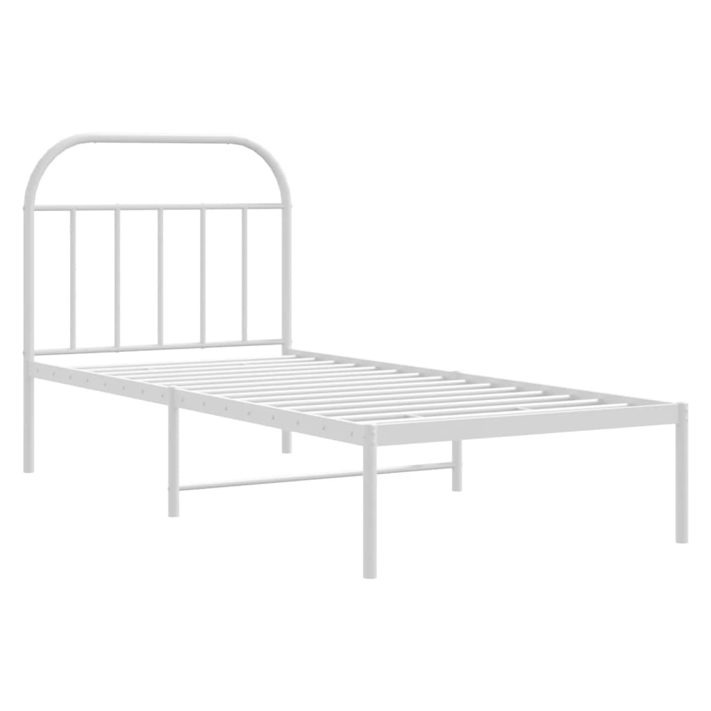 Cadre de lit métal sans matelas avec tête de lit blanc 90x190cm - XIOS