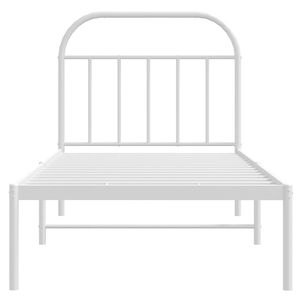 Cadre de lit métal sans matelas avec tête de lit blanc 90x190cm - XIOS