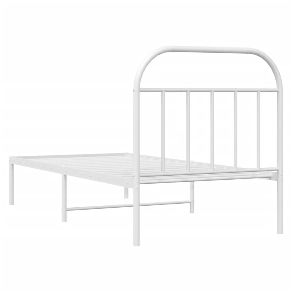 Cadre de lit métal sans matelas avec tête de lit blanc 90x190cm - XIOS