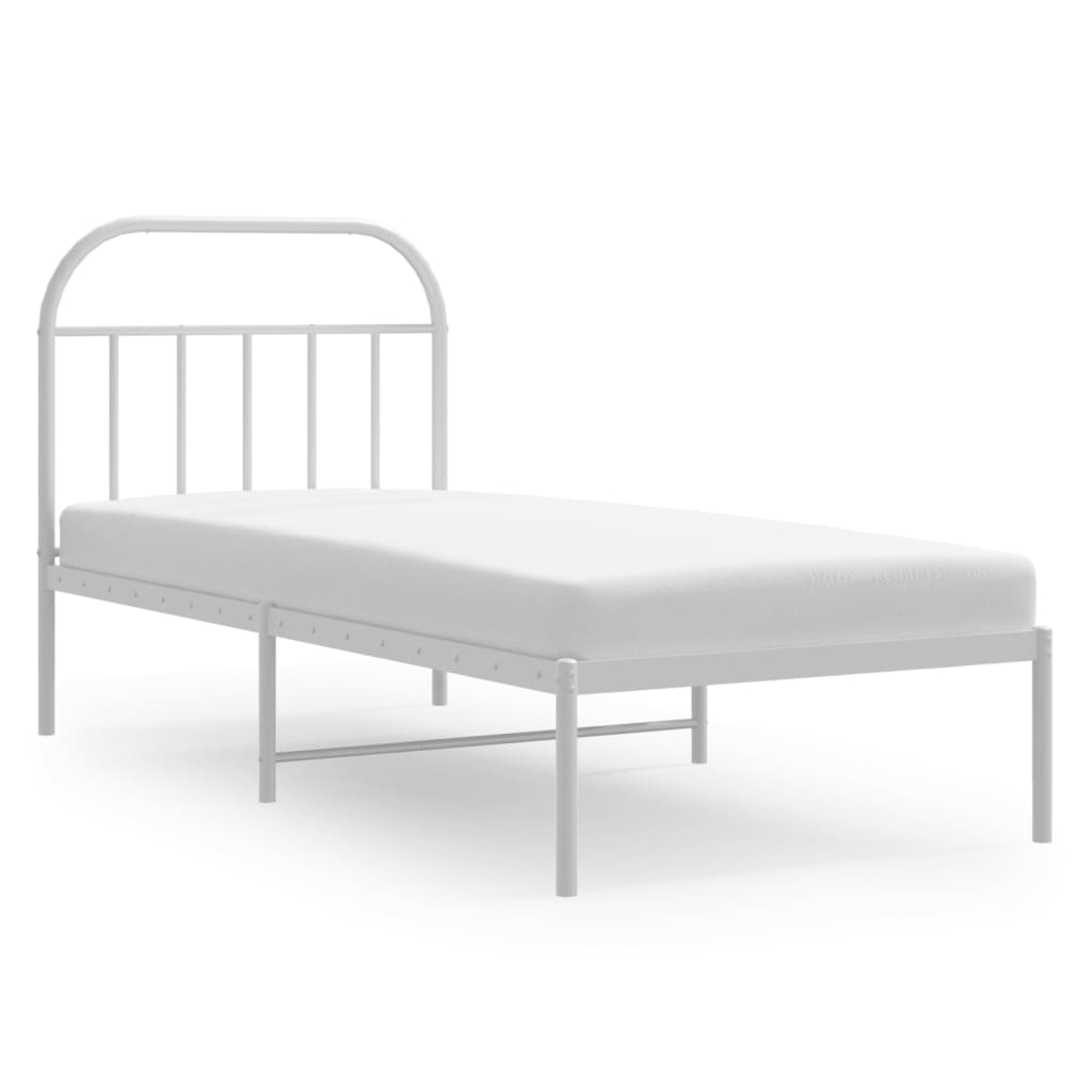 Cadre de lit métal sans matelas avec tête de lit blanc 90x200cm - XIOS