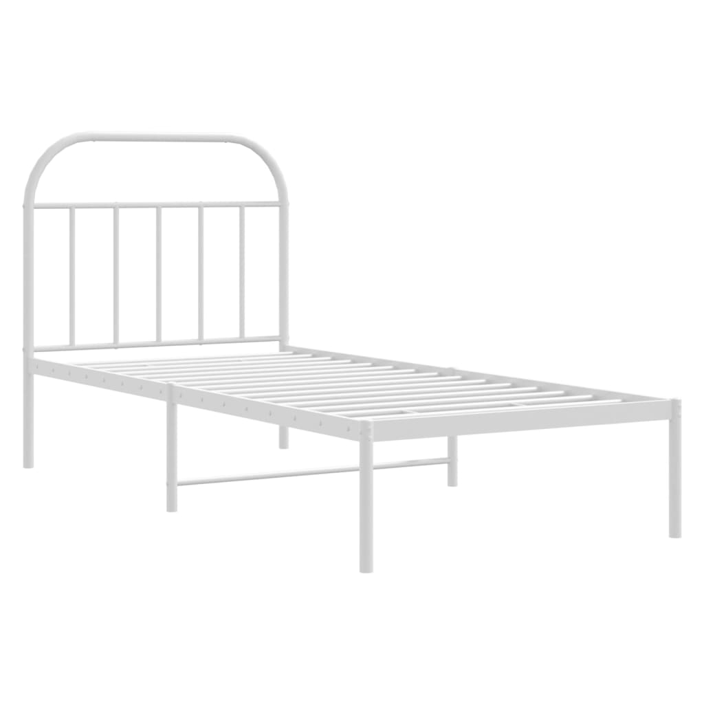 Cadre de lit métal sans matelas avec tête de lit blanc 90x200cm - XIOS