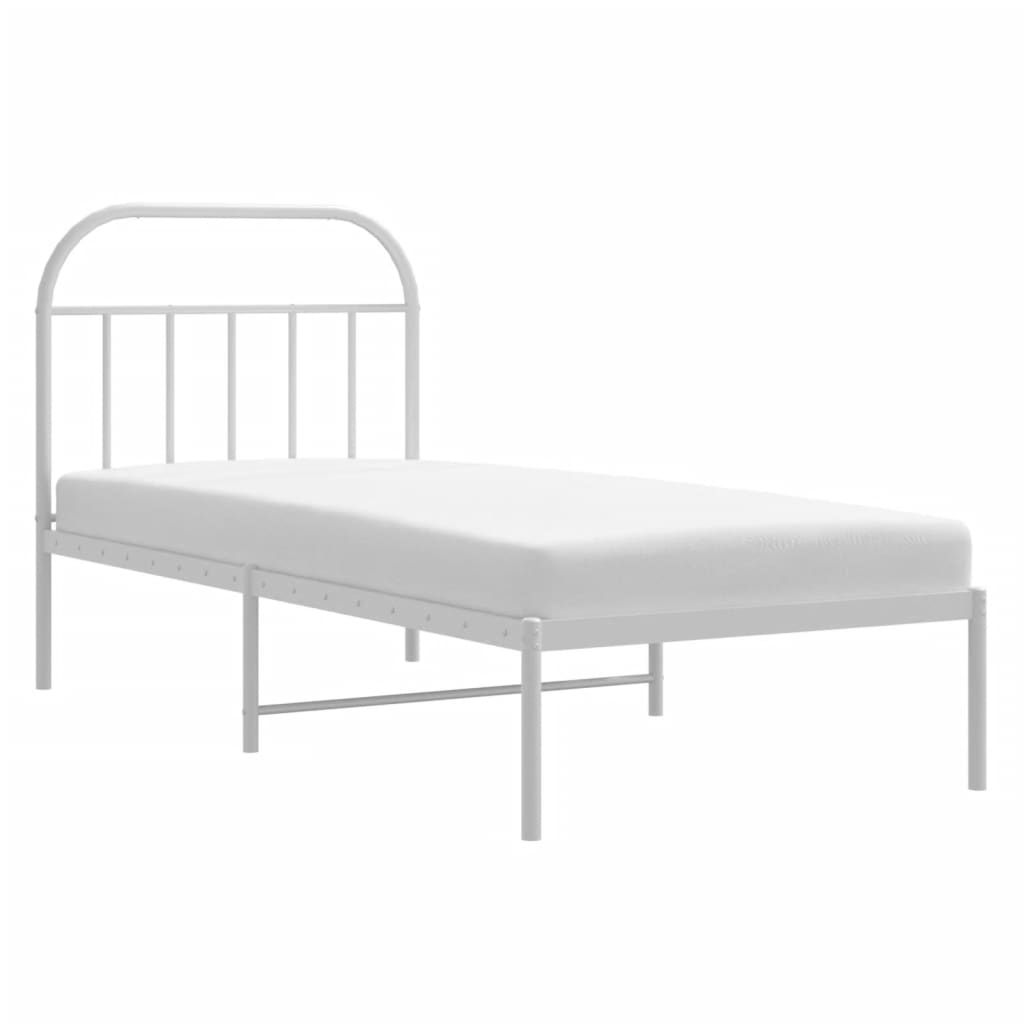 Cadre de lit métal sans matelas avec tête de lit blanc 90x200cm - XIOS