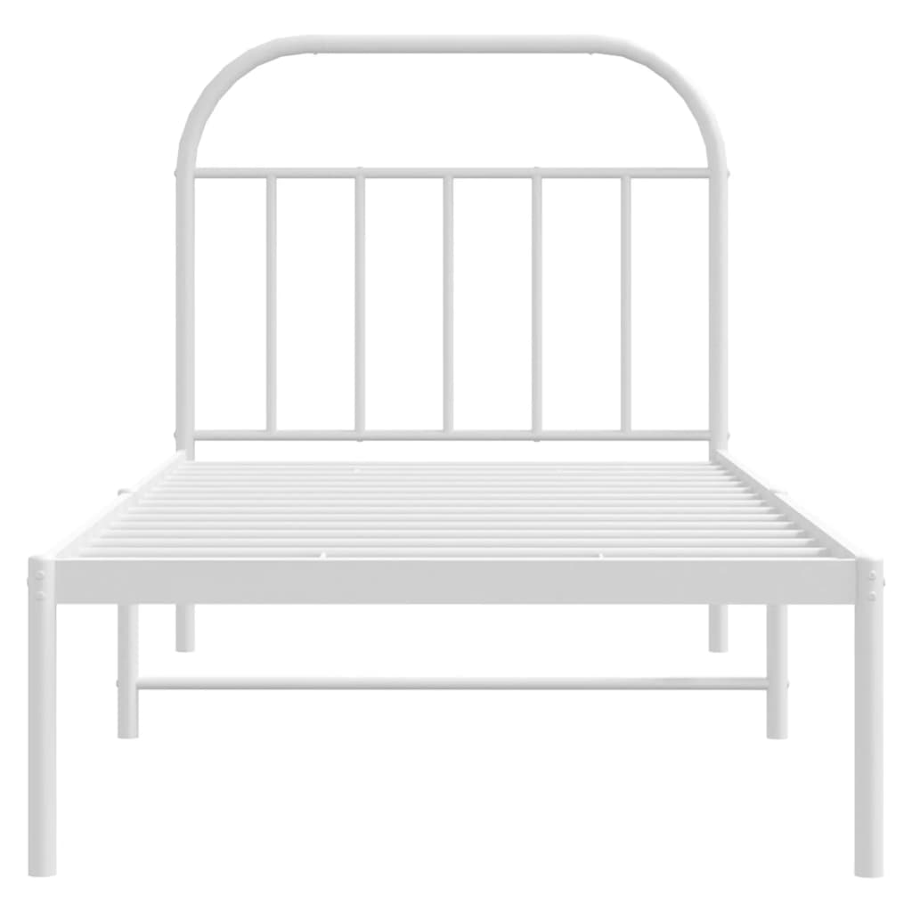 Cadre de lit métal sans matelas avec tête de lit blanc 90x200cm - XIOS