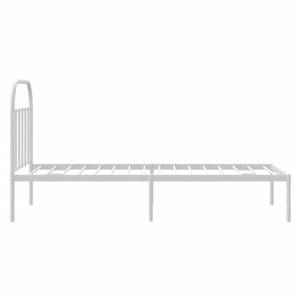 Cadre de lit métal sans matelas avec tête de lit blanc 90x200cm - XIOS