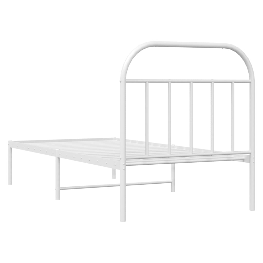 Cadre de lit métal sans matelas avec tête de lit blanc 90x200cm - XIOS