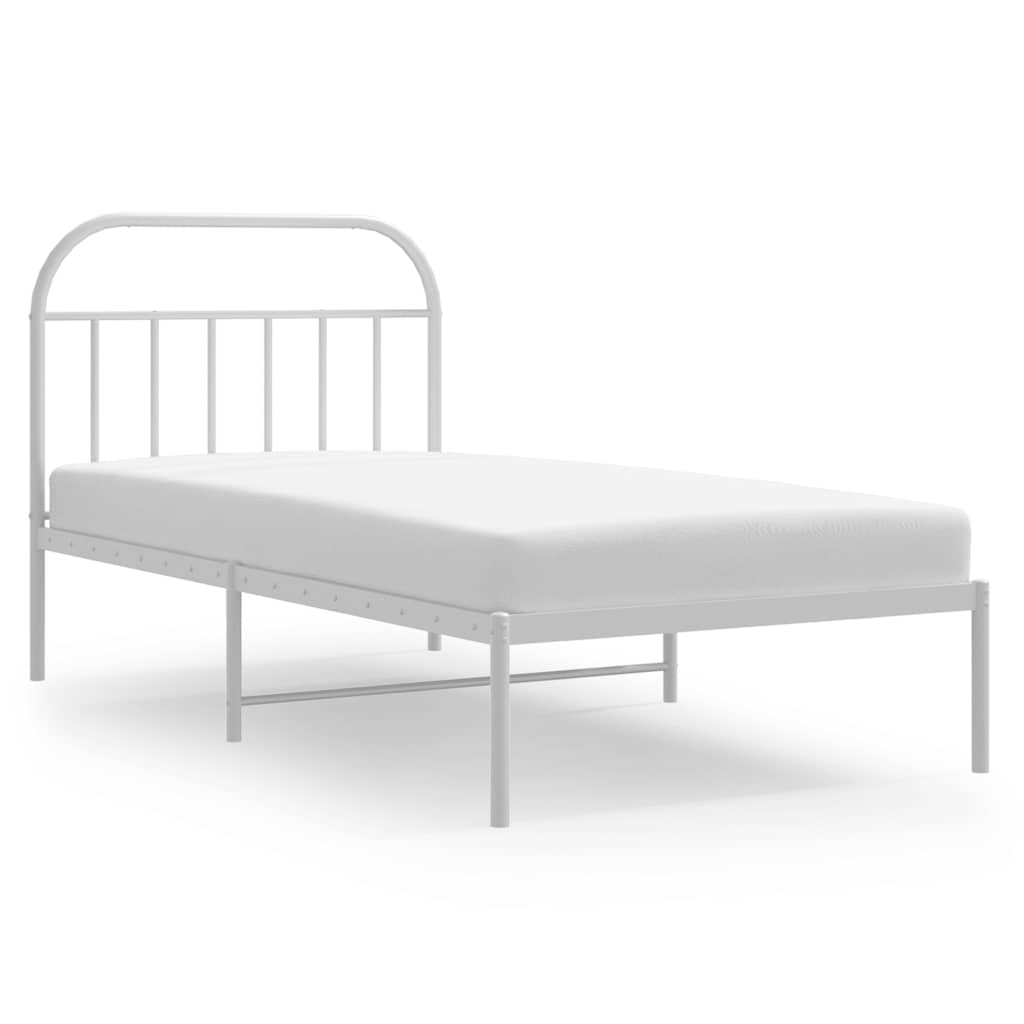 Cadre de lit métal sans matelas et tête de lit blanc 100x190 cm - XIOS