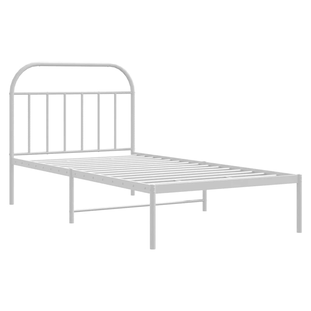 Cadre de lit métal sans matelas et tête de lit blanc 100x190 cm - XIOS