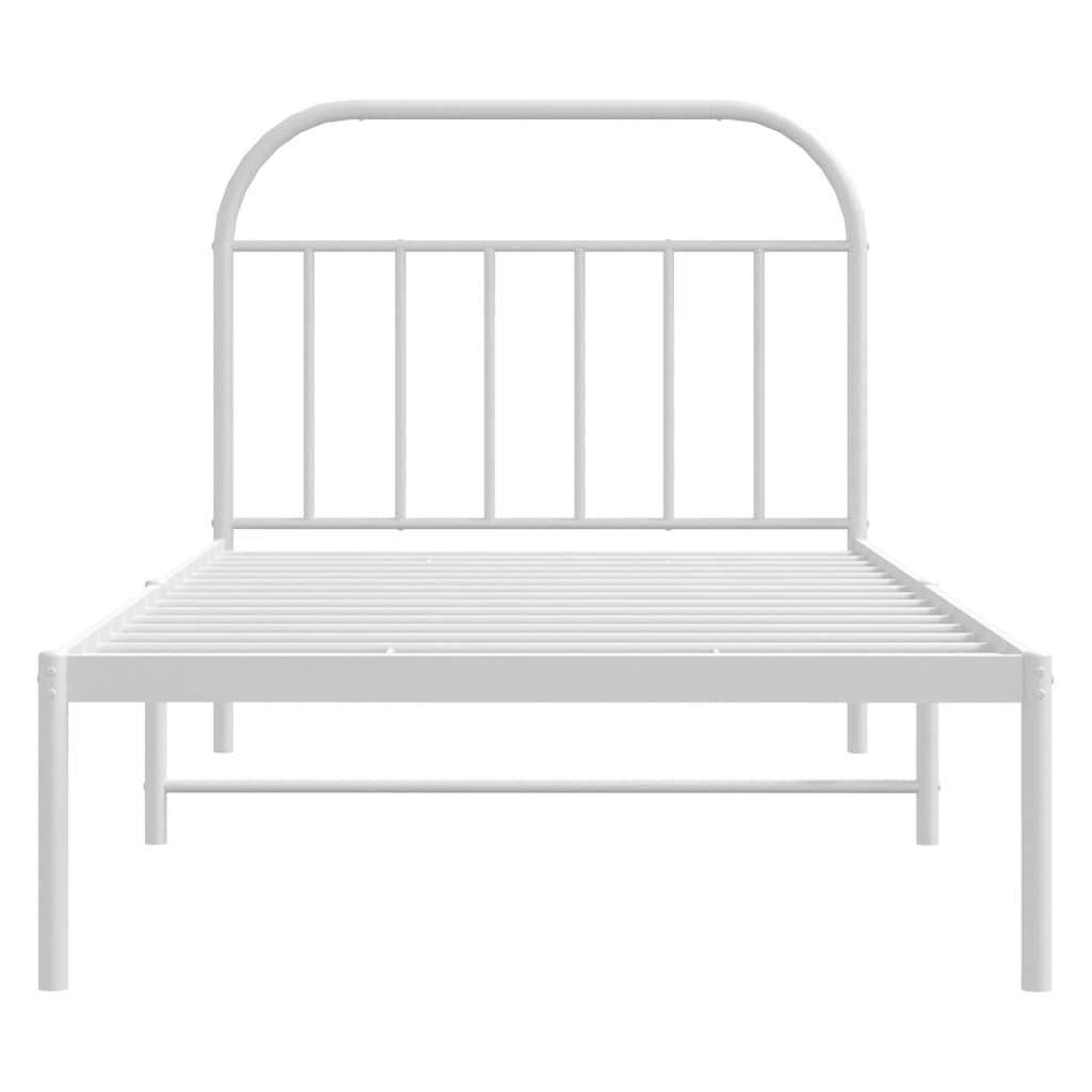 Cadre de lit métal sans matelas et tête de lit blanc 100x190 cm - XIOS