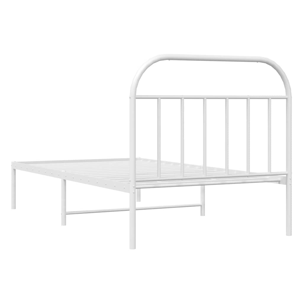 Cadre de lit métal sans matelas et tête de lit blanc 100x190 cm - XIOS