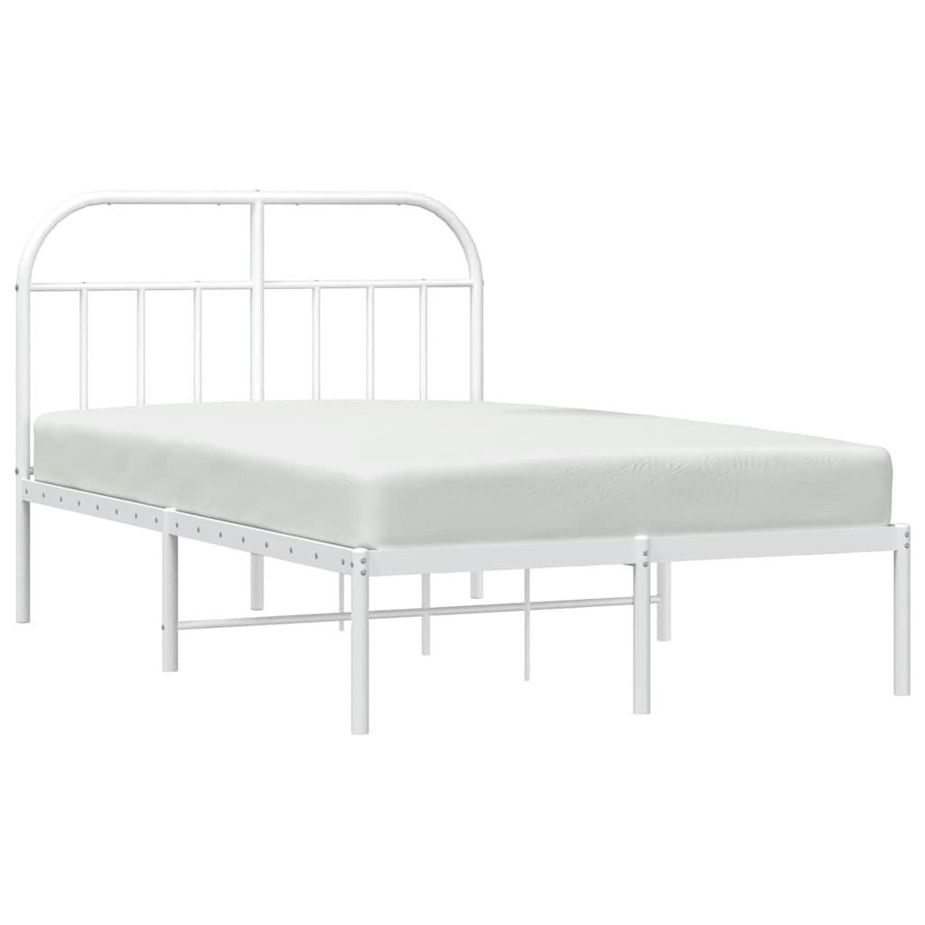 Cadre de lit métal sans matelas et tête de lit blanc 135x190 cm - XIOS