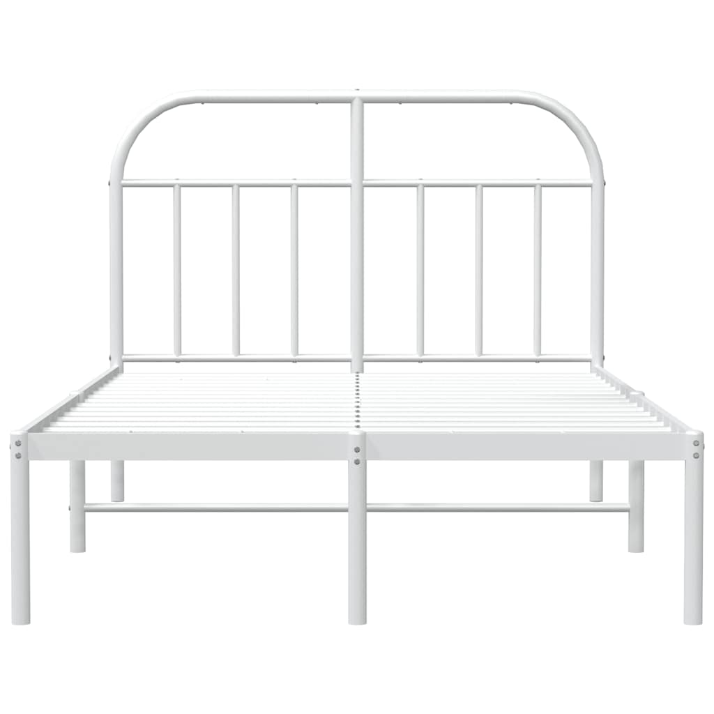 Cadre de lit métal sans matelas et tête de lit blanc 135x190 cm - XIOS