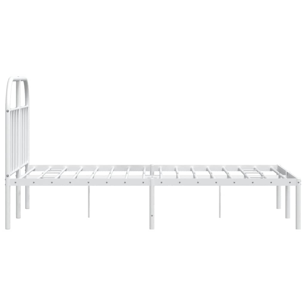 Cadre de lit métal sans matelas et tête de lit blanc 135x190 cm - XIOS