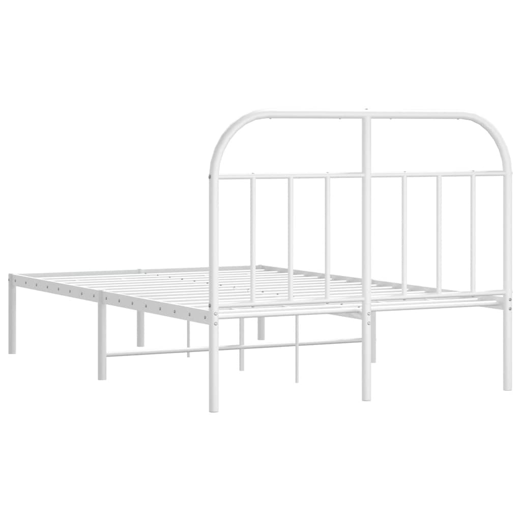 Cadre de lit métal sans matelas et tête de lit blanc 135x190 cm - XIOS