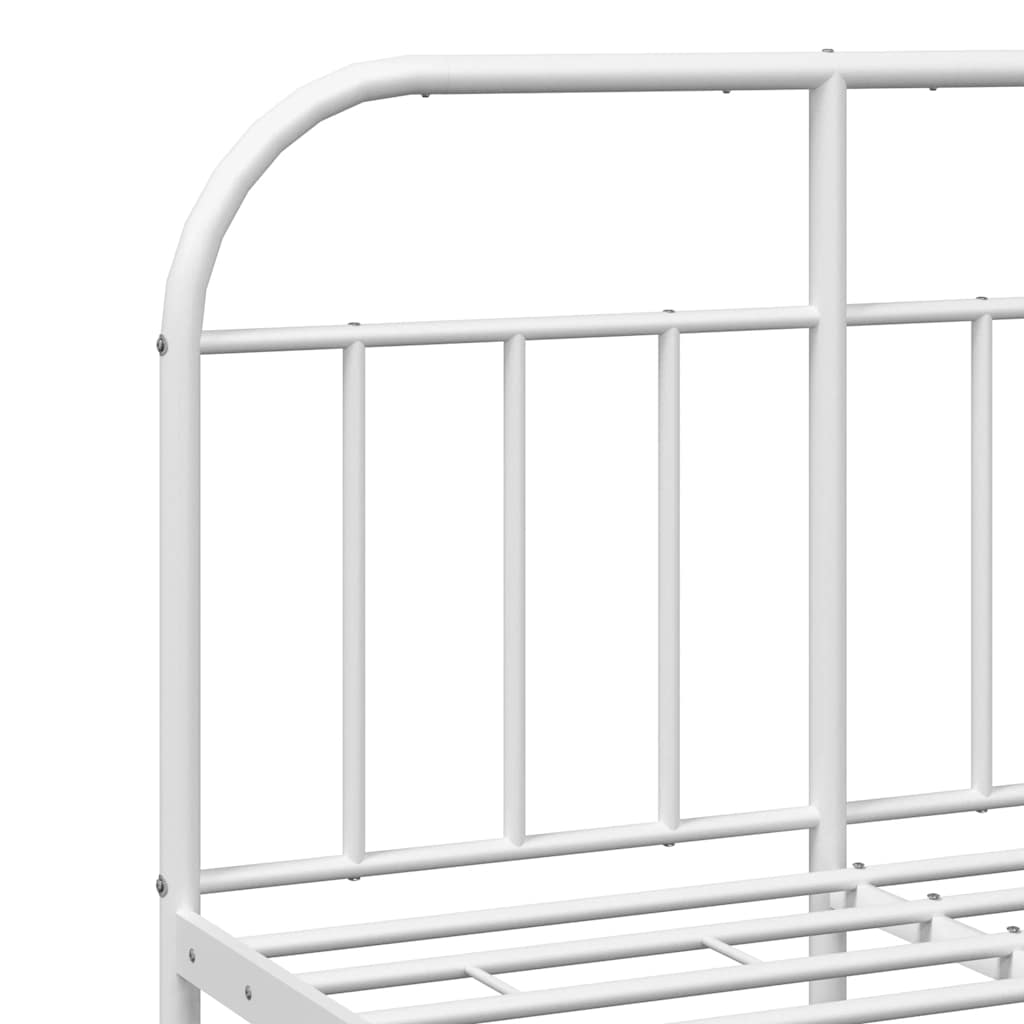 Cadre de lit métal sans matelas et tête de lit blanc 135x190 cm - XIOS