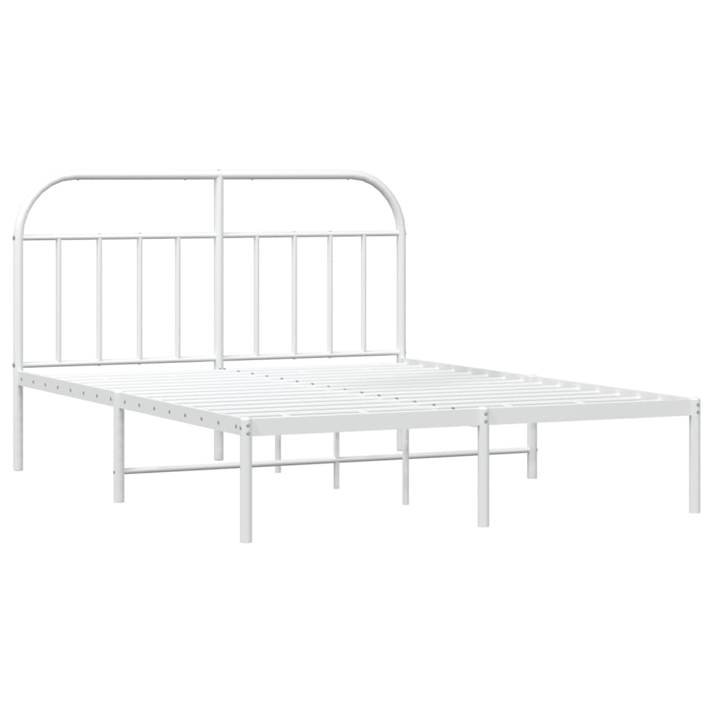 Cadre de lit métal sans matelas et tête de lit blanc 140x190 cm - XIOS