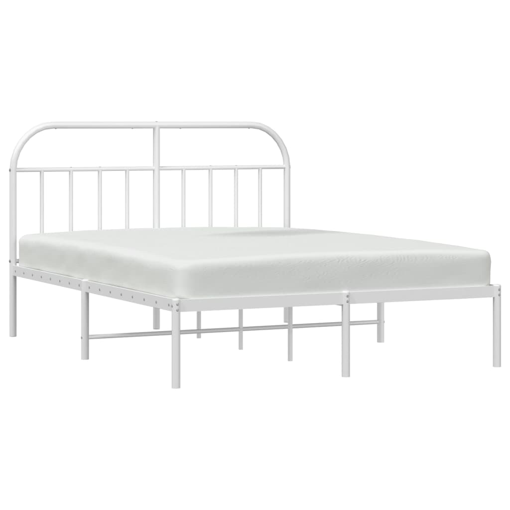 Cadre de lit métal sans matelas et tête de lit blanc 140x190 cm - XIOS