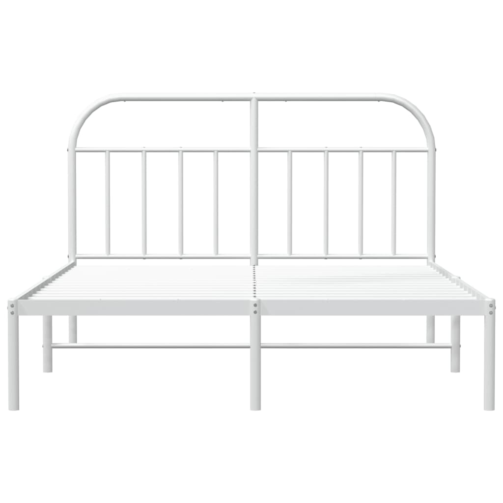 Cadre de lit métal sans matelas et tête de lit blanc 140x190 cm - XIOS