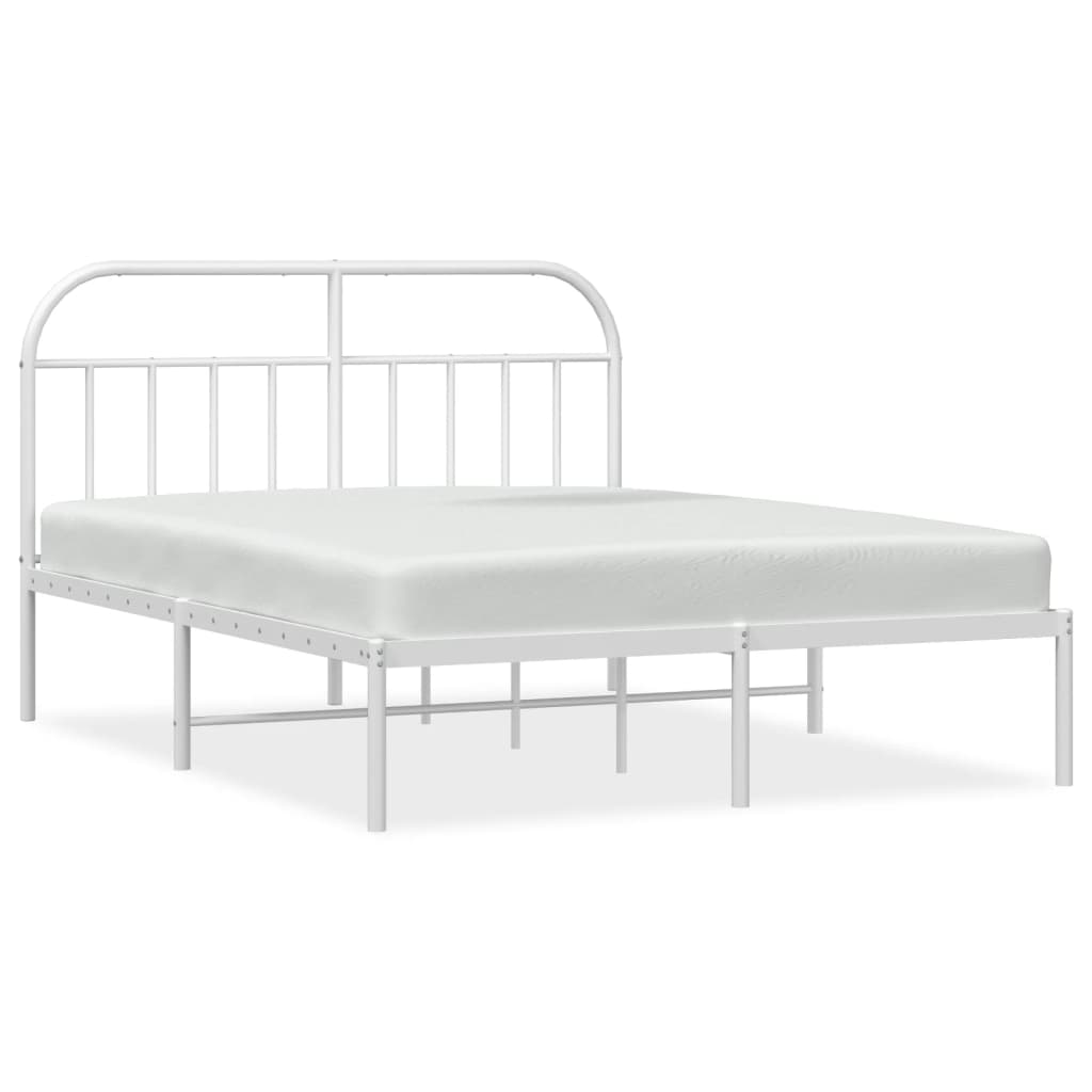 Cadre de lit métal sans matelas et tête de lit blanc 140x200 cm - XIOS
