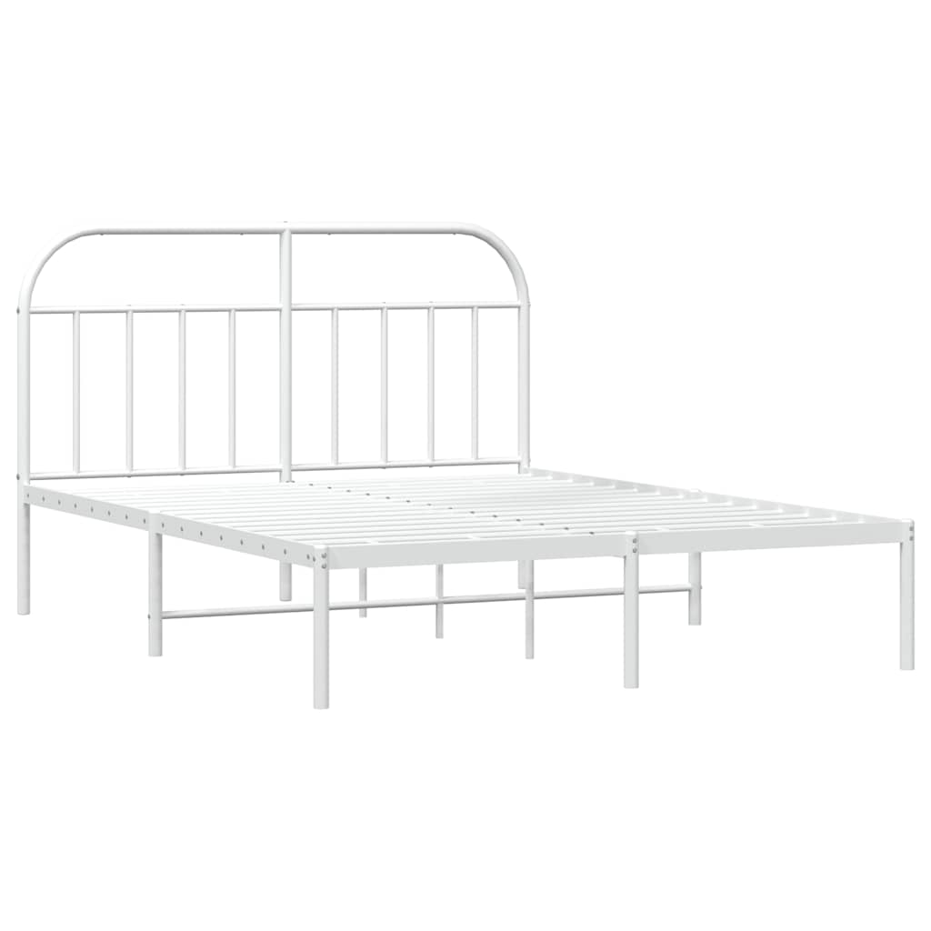 Cadre de lit métal sans matelas et tête de lit blanc 150x200 cm - XIOS