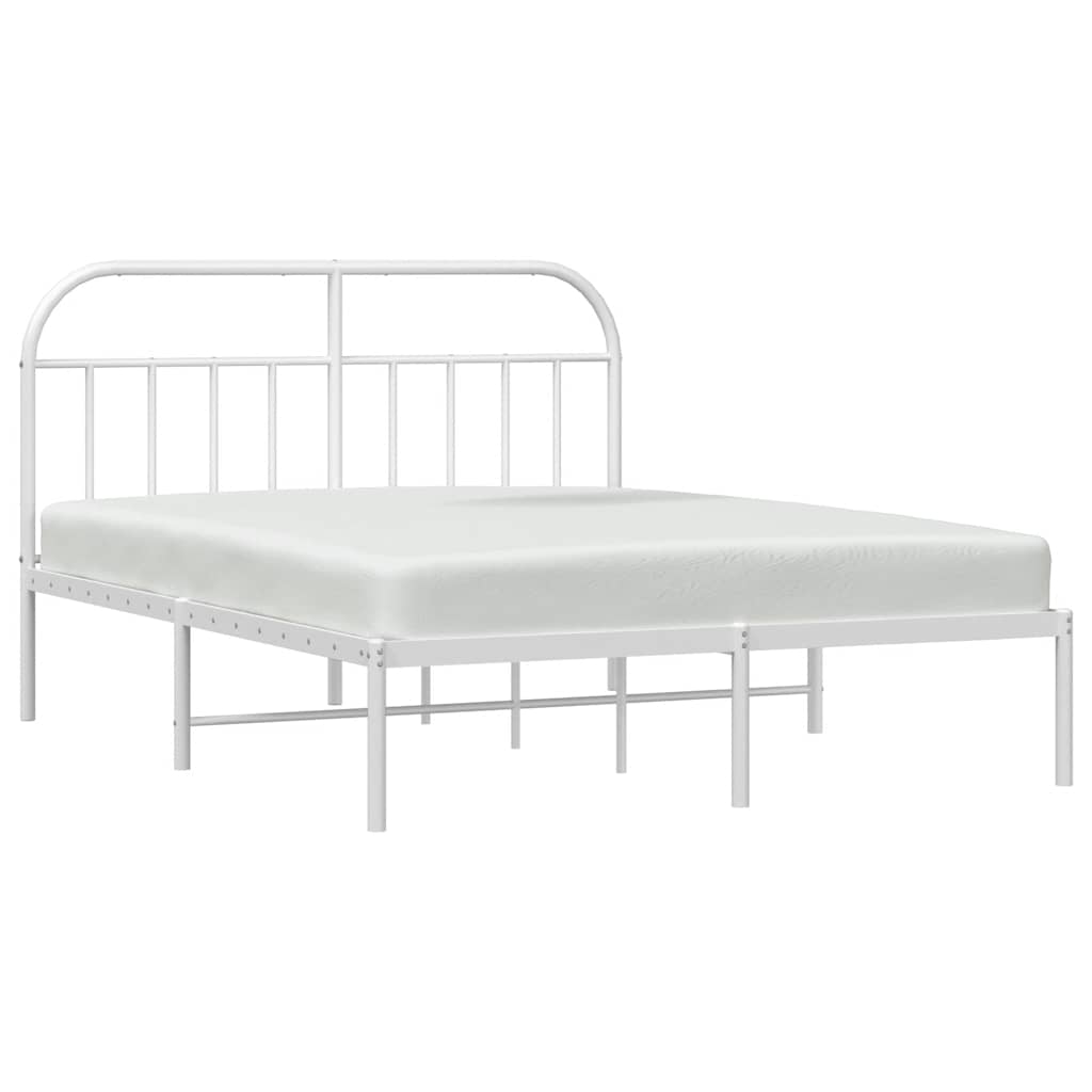 Cadre de lit métal sans matelas et tête de lit blanc 150x200 cm - XIOS