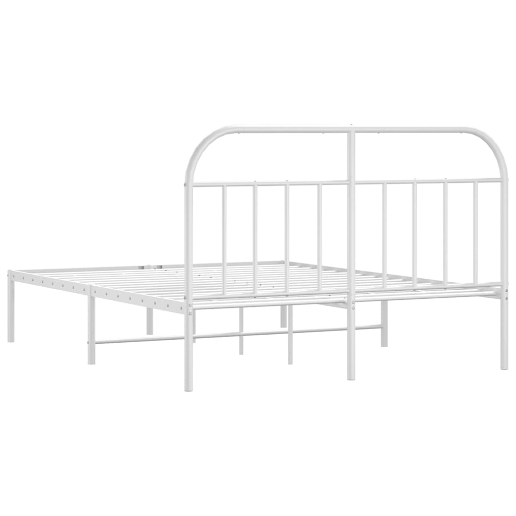 Cadre de lit métal sans matelas et tête de lit blanc 150x200 cm - XIOS
