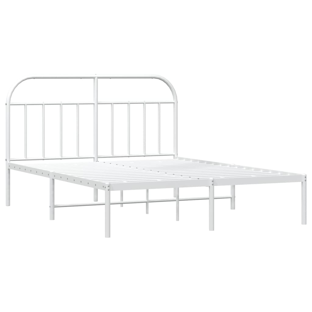 Cadre de lit métal sans matelas et tête de lit blanc 160x200 cm - XIOS