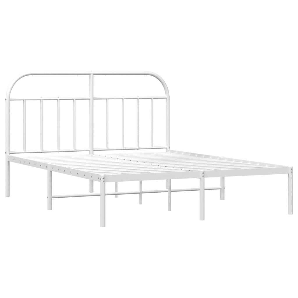 Cadre de lit métal sans matelas et tête de lit blanc 180x200 cm - XIOS