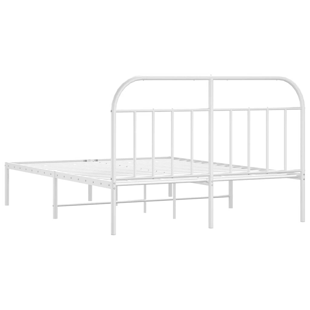 Cadre de lit métal sans matelas et tête de lit blanc 183x213 cm - XIOS