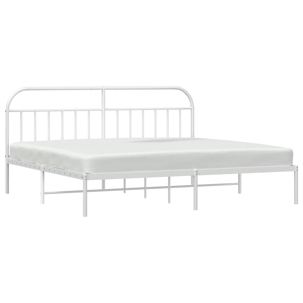 Cadre de lit métal sans matelas et tête de lit blanc 193x203 cm - XIOS