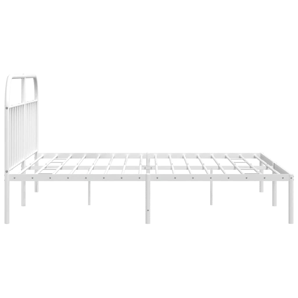 Cadre de lit métal sans matelas et tête de lit blanc 193x203 cm - XIOS