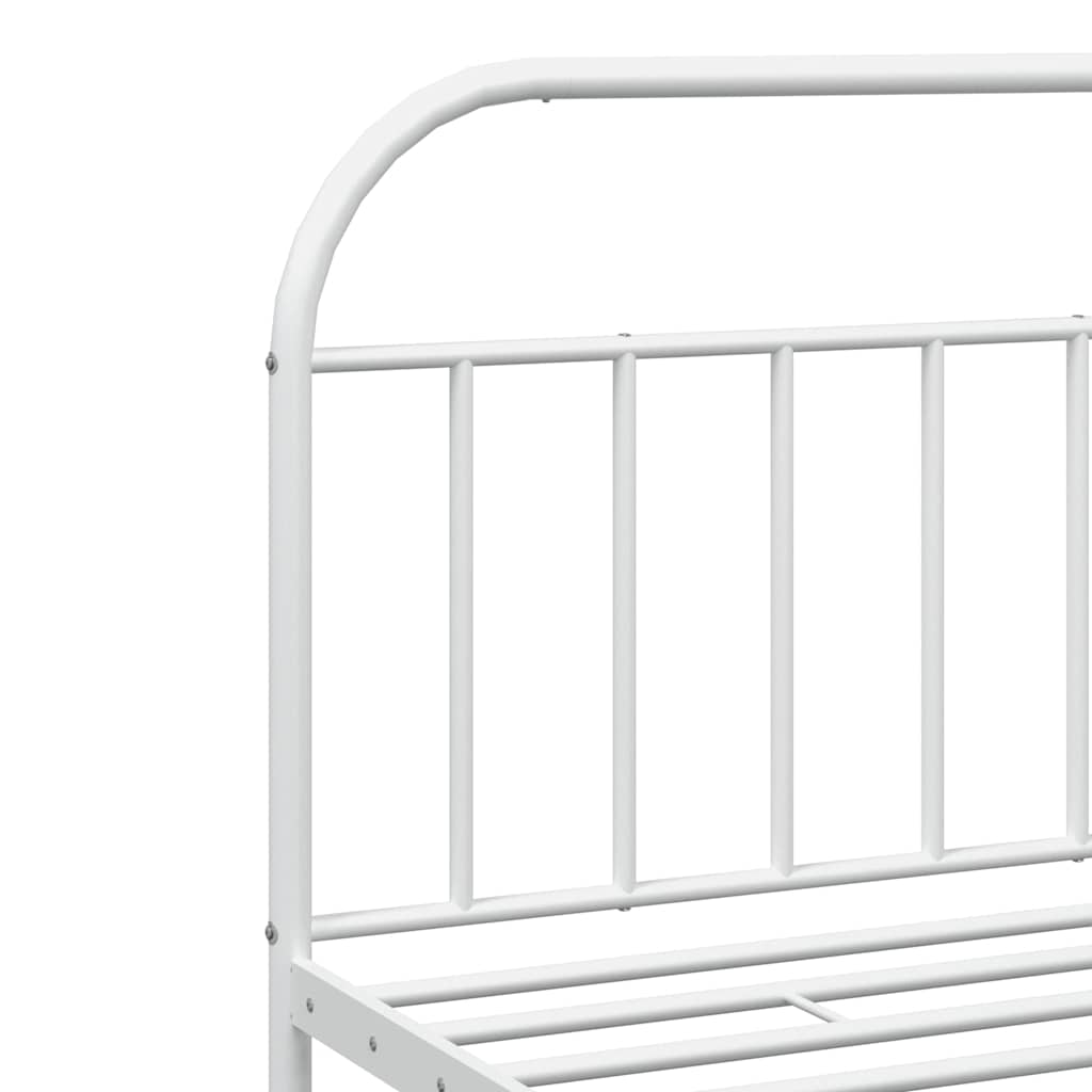 Cadre de lit métal sans matelas et tête de lit blanc 193x203 cm - XIOS