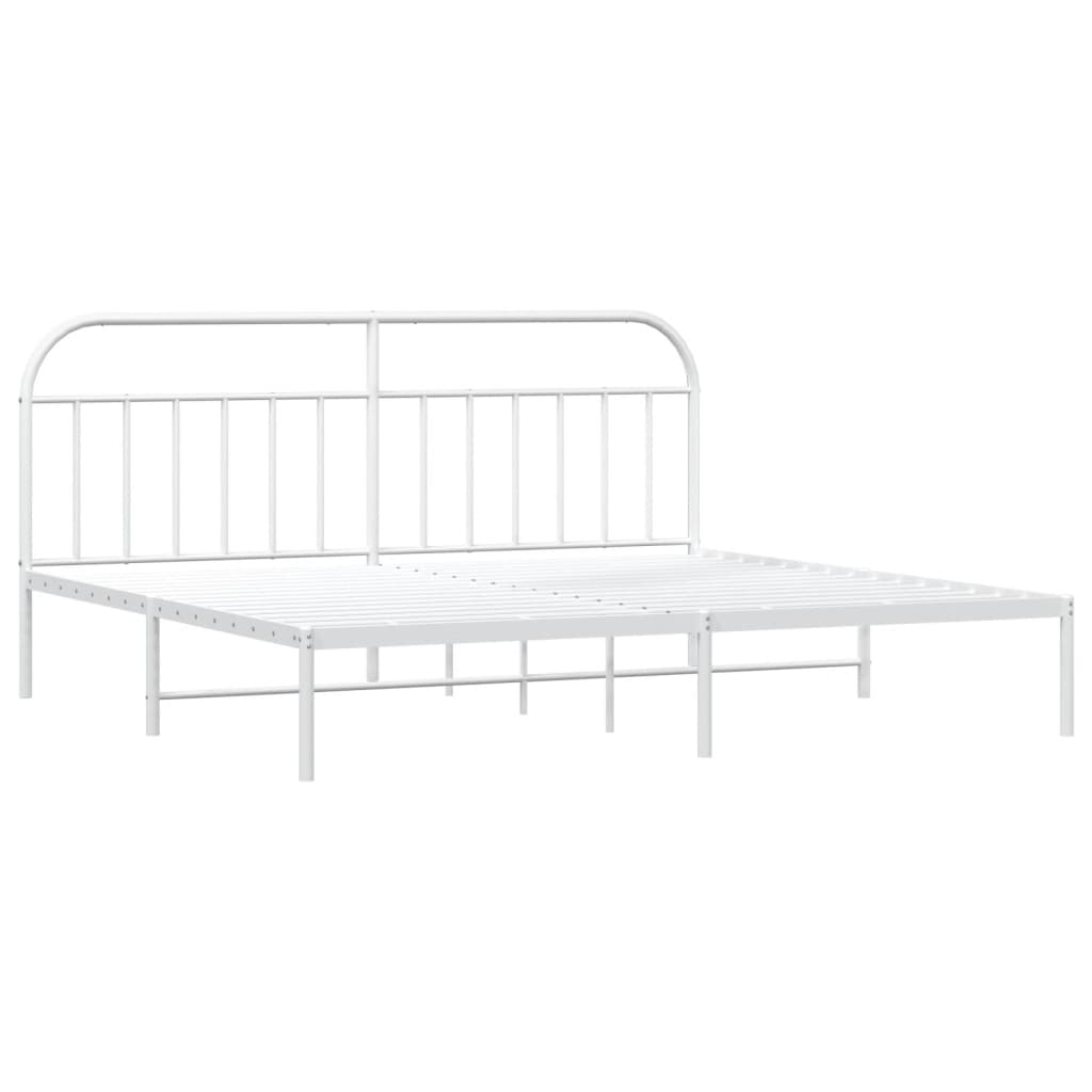 Cadre de lit métal sans matelas et tête de lit blanc 200x200 cm - XIOS