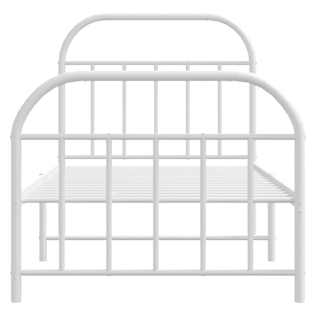 Cadre de lit métal sans matelas avec pied de lit blanc 90x190cm - XIOS