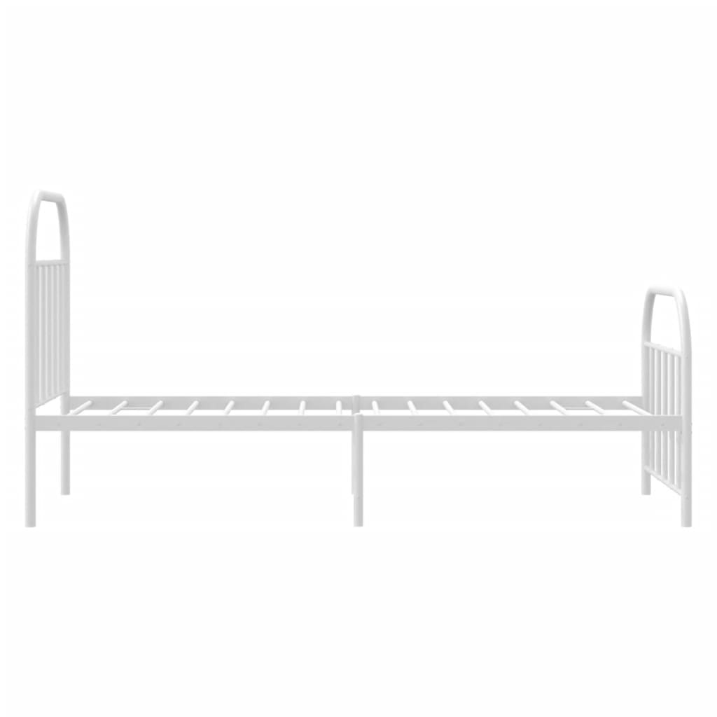 Cadre de lit métal sans matelas avec pied de lit blanc 90x190cm - XIOS