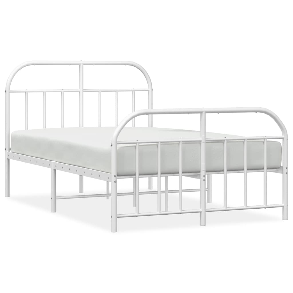 Cadre de lit métal sans matelas et pied de lit blanc 120x200 cm - XIOS