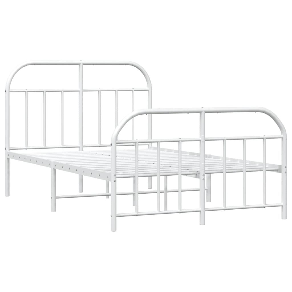 Cadre de lit métal sans matelas et pied de lit blanc 120x200 cm - XIOS