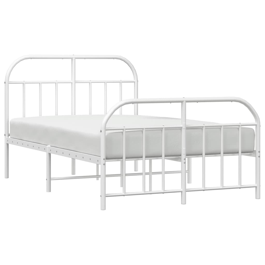 Cadre de lit métal sans matelas et pied de lit blanc 120x200 cm - XIOS
