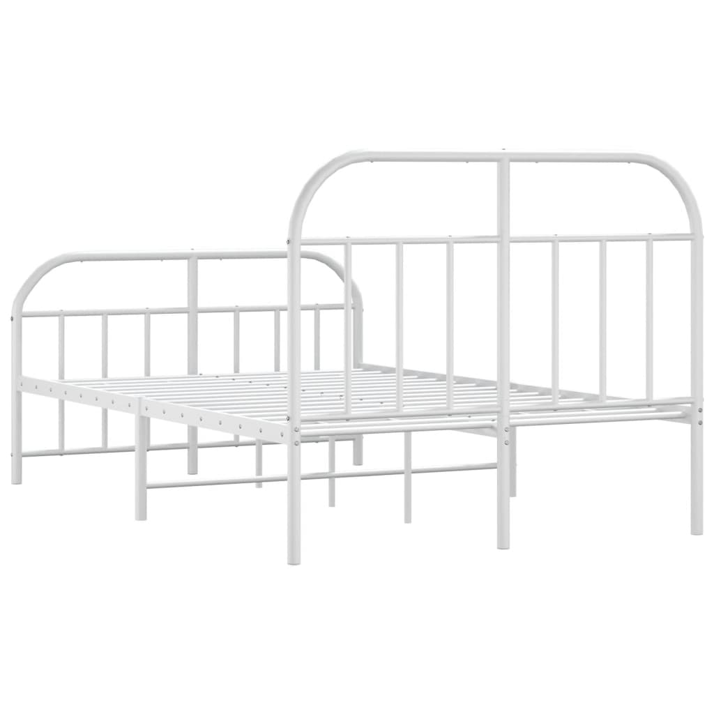 Cadre de lit métal sans matelas et pied de lit blanc 120x200 cm - XIOS