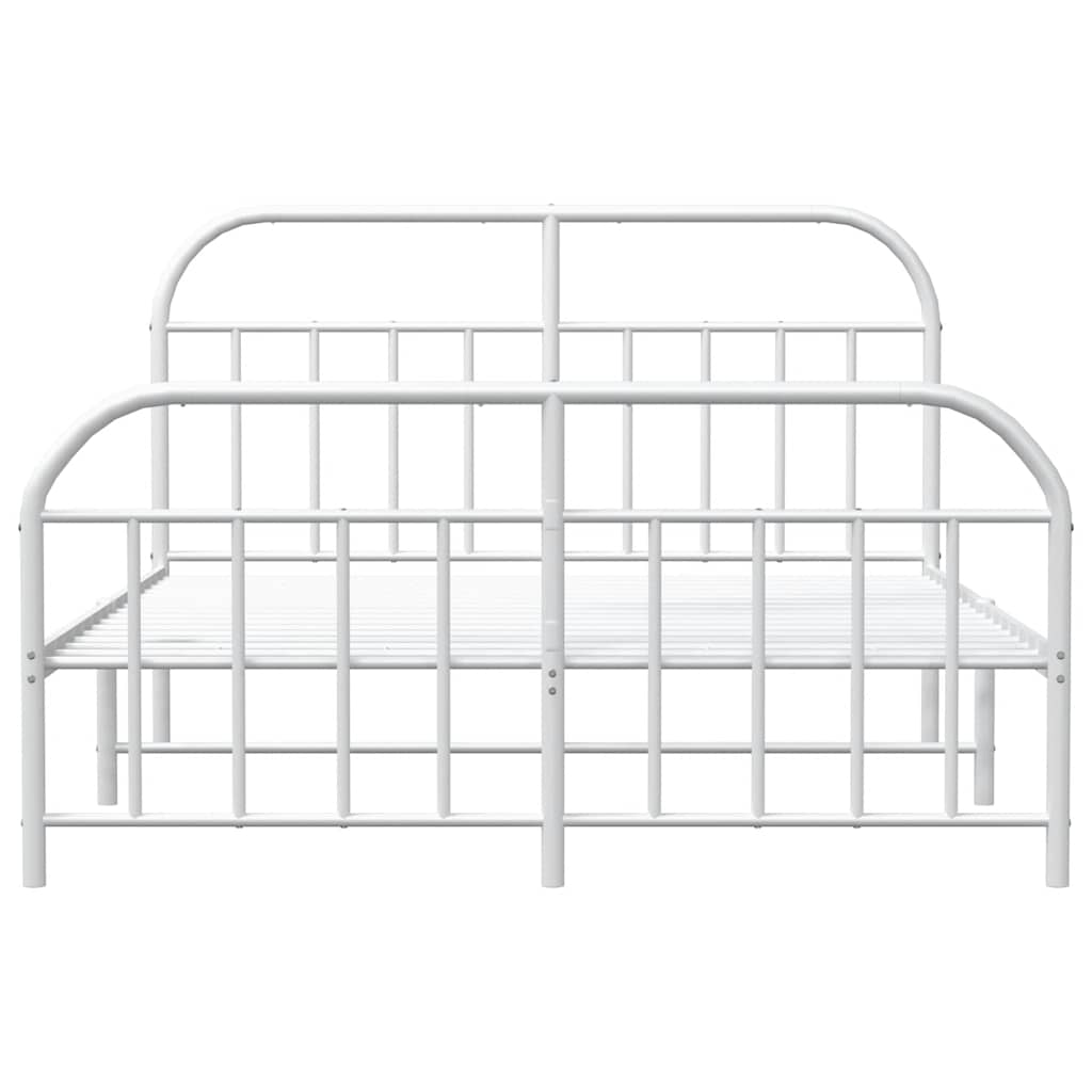 Cadre de lit métal sans matelas et pied de lit blanc 135x190 cm - XIOS