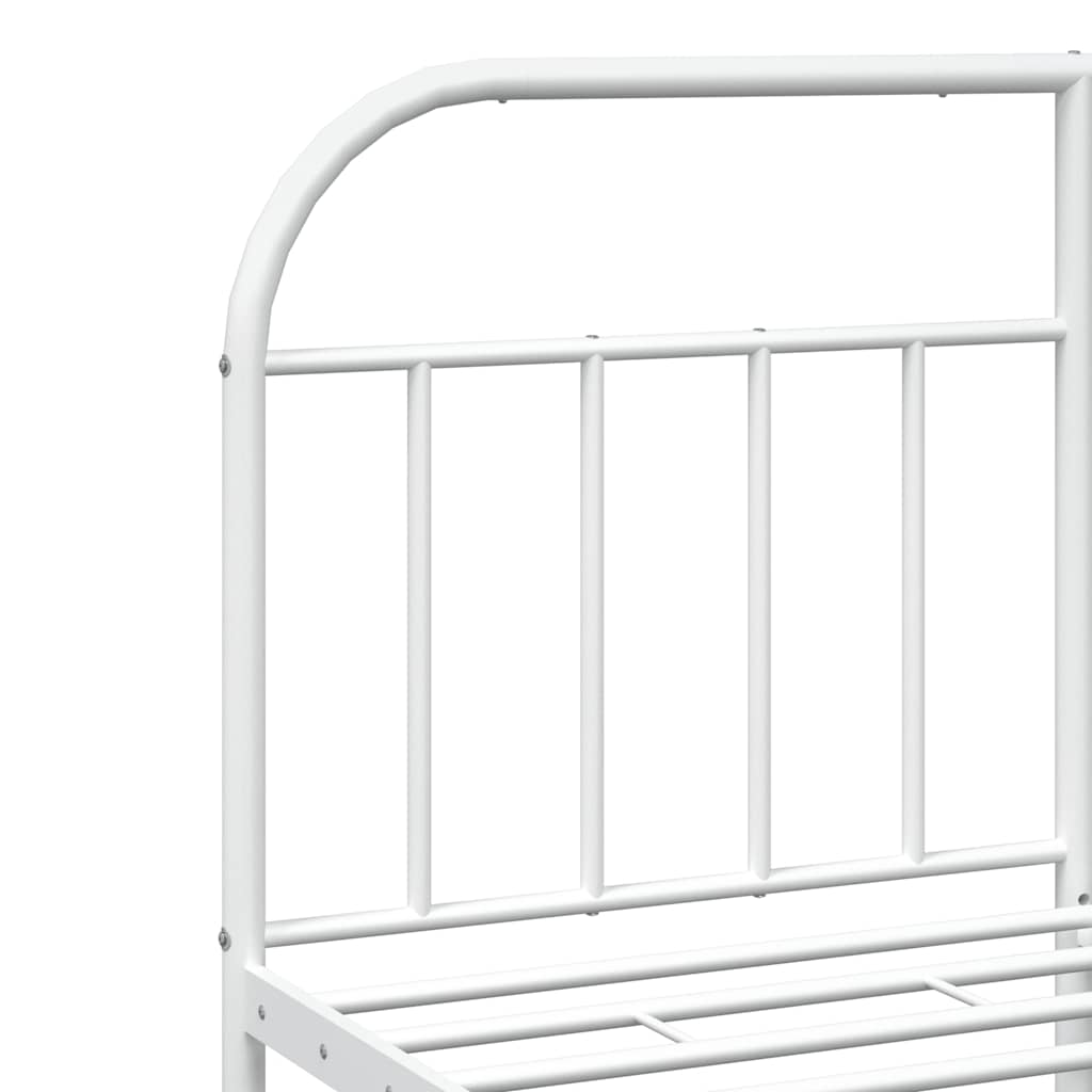 Cadre de lit métal sans matelas et pied de lit blanc 135x190 cm - XIOS