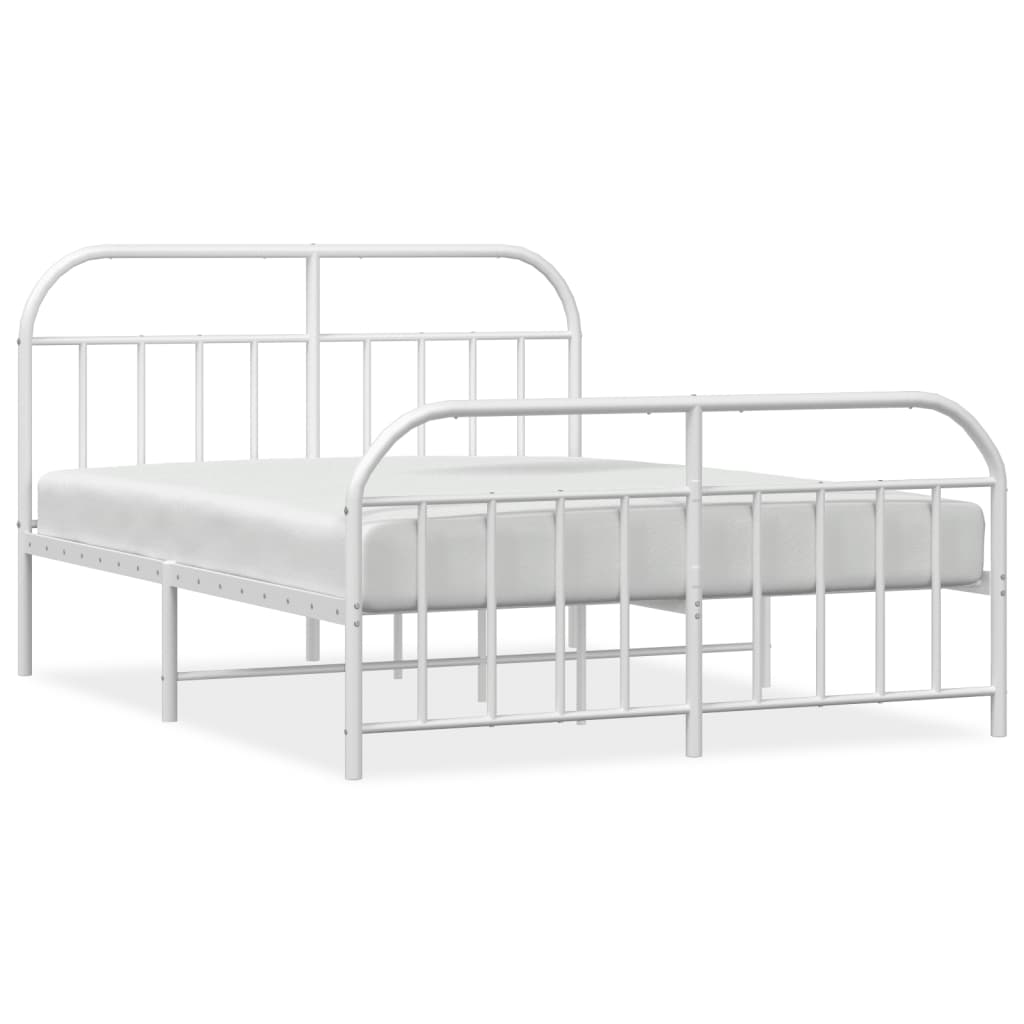 Cadre de lit métal sans matelas et pied de lit blanc 140x190 cm - XIOS