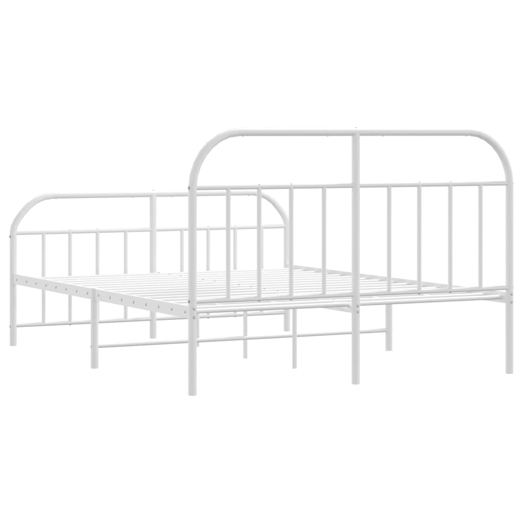 Cadre de lit métal sans matelas et pied de lit blanc 140x190 cm - XIOS